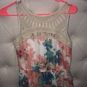 Floral Maxi Dress with Crochet top